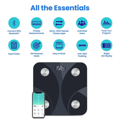 Digitale smart body weegschaal met app en lichaamsanalyse