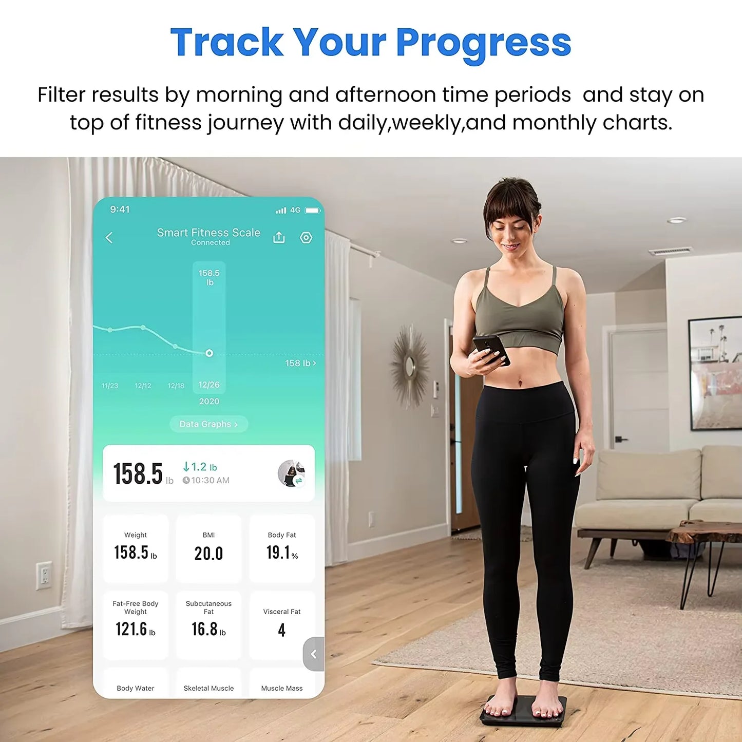 Digitale smart body weegschaal met app en lichaamsanalyse