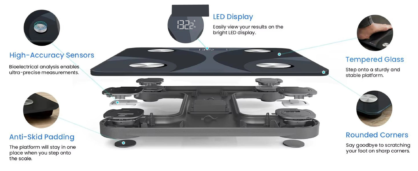 Digitale smart body weegschaal met app en lichaamsanalyse