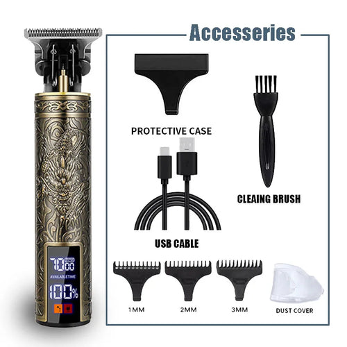 T9 Professionele Elektrische Tondeuse 0mm | USB Oplaadbare Haartrimmer voor Mannen